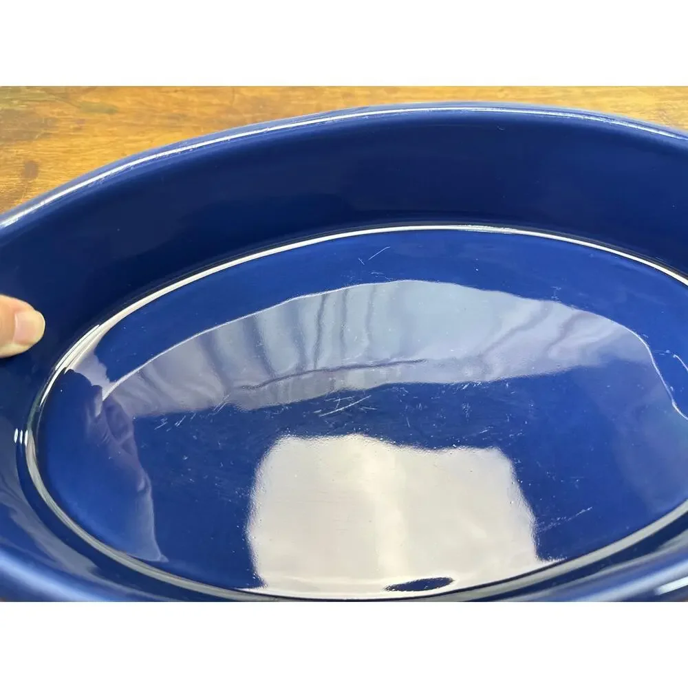 Crate & Barrel Portugal Stoneware Cobalt Blue Casserole Baking Dish With Handles